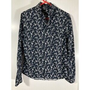 Express Men’s Black & White Button-Down Shirt (XS) • Birds Pattern • Vintage EUC